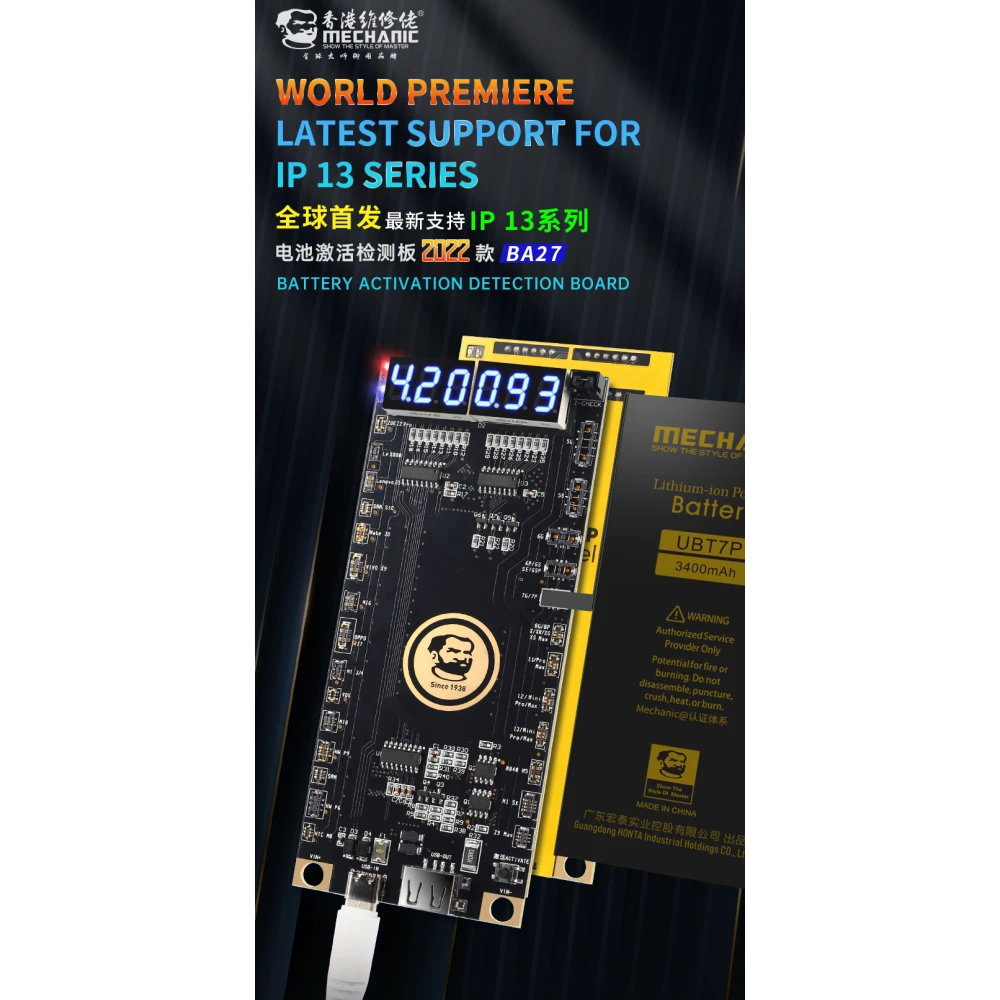 Mechanic BA27 akkumulátor aktiváló lap iPhone és Android készülékekhez