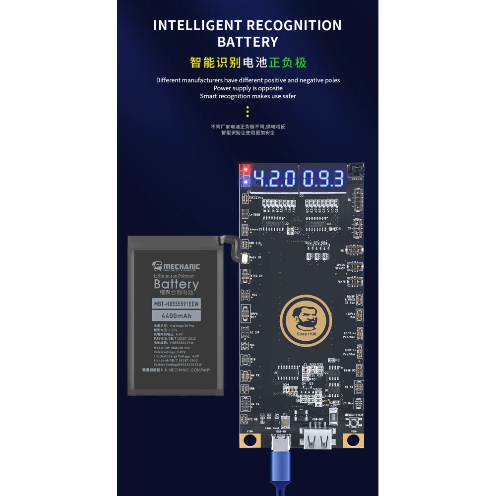 Mechanic BA27 akkumulátor aktiváló lap iPhone és Android készülékekhez