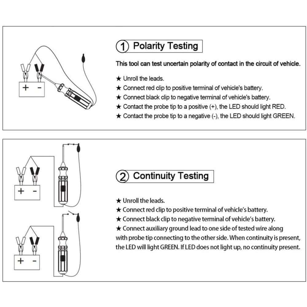 DY18 autó áramkörvizsgáló 12V és 24V táp szondával elektromos diagnosztikához