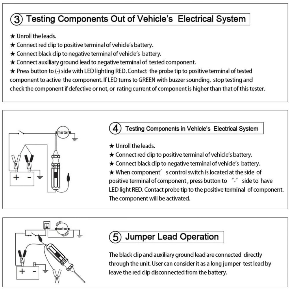 DY18 autó áramkörvizsgáló 12V és 24V táp szondával elektromos diagnosztikához