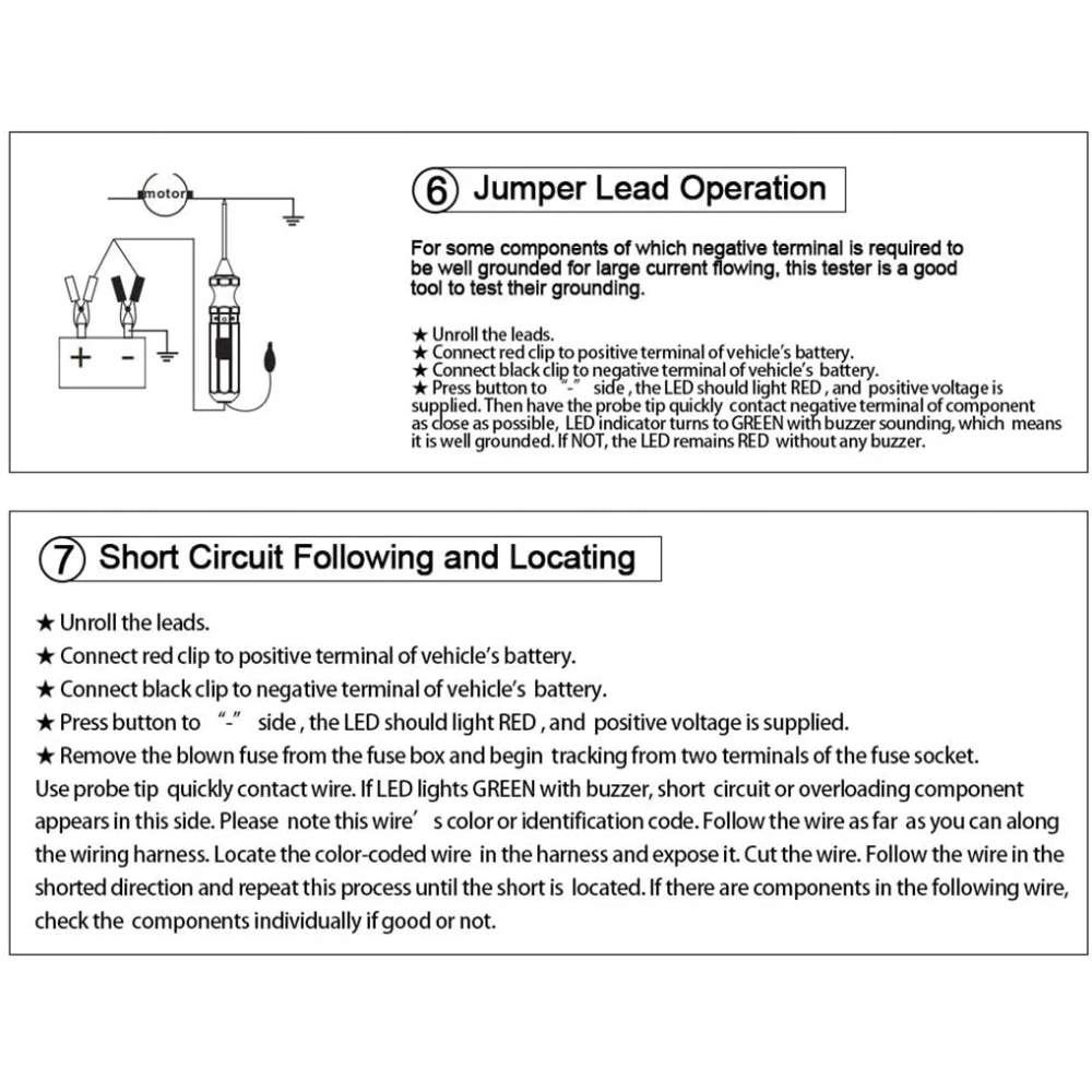 DY18 autó áramkörvizsgáló 12V és 24V táp szondával elektromos diagnosztikához