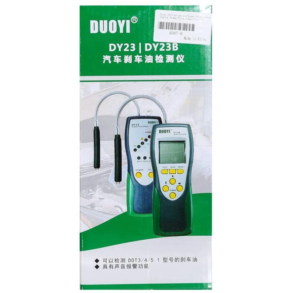 Empaque del probador digital DUOYI DY23 con batería de 9V