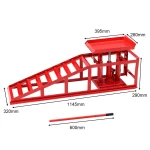 Vista superior de rampa hidráulica para coche con plataforma antideslizante