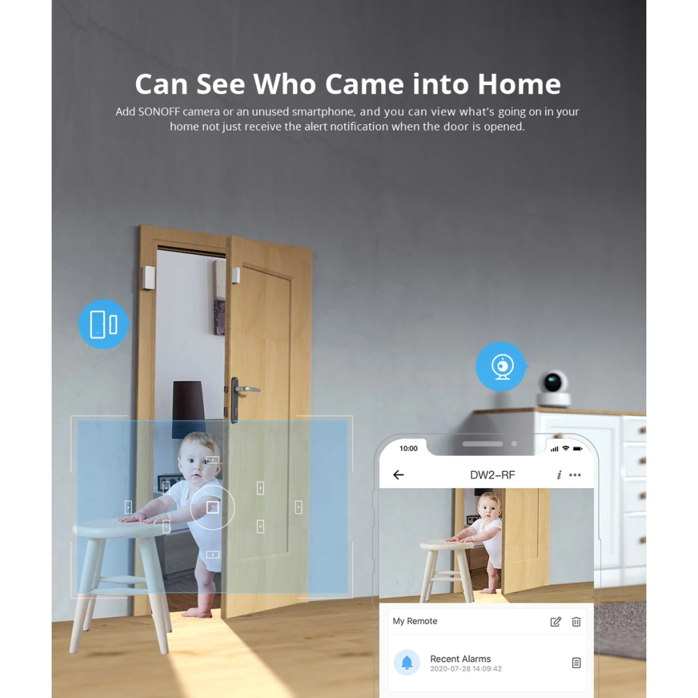 SONOFF DW2 RF vezeték nélküli ajtó-ablak érzékelő otthoni riasztáshoz