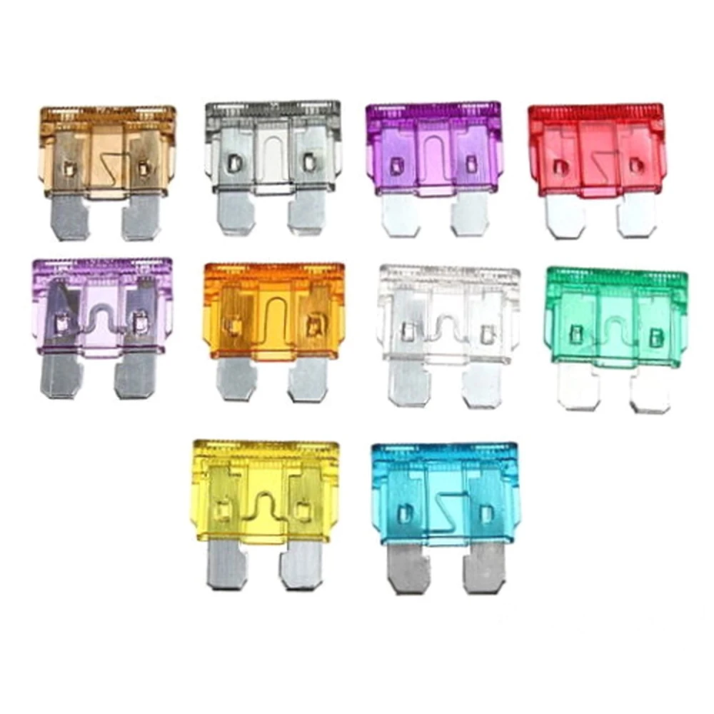 Caja con 100 fusibles para coche en diferentes amperajes de 2A a 35A