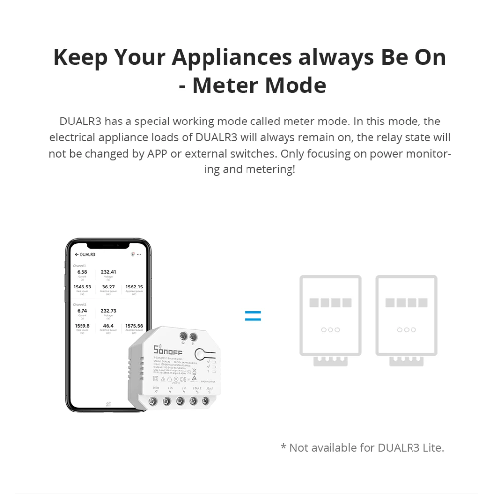 SONOFF DUAL R3 okos dupla relé kapcsoló teljesítményméréssel
