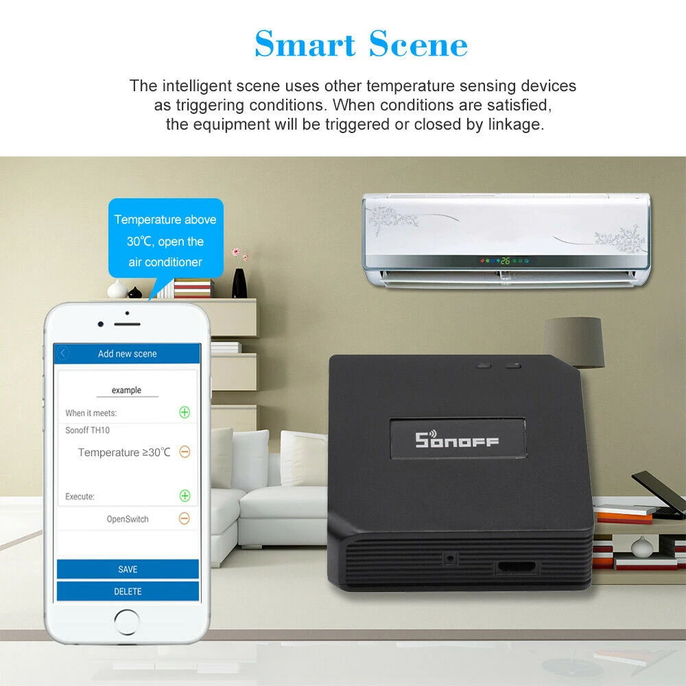 Sonoff RF Bridge 433MHz WiFi vezeték nélküli, Alexa és Google Home kompatibilis