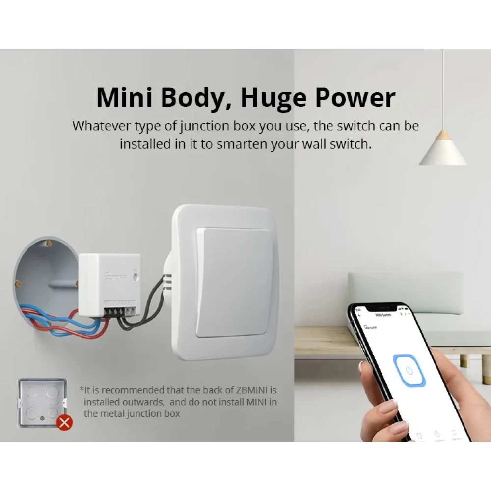 SONOFF ZBMINI ZigBee mini okoskapcsoló lámpavezérléshez, 2 utas