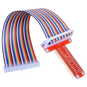 Raspberry Pi GPIO bővítőkártya szalagkábellel és T-adapterrel
