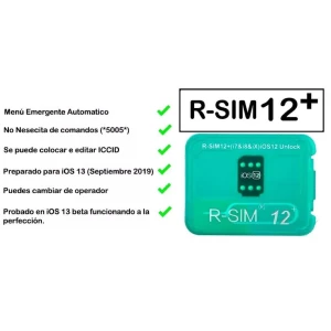 R-SIM 12 unlock kártya iPhone 5s, 6, 6s, 7, 8 és X készülékhez, iOS 11 és iOS 12 kompatibilitással
