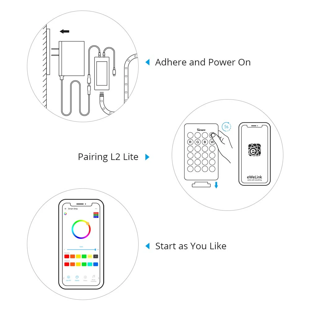 SONOFF L2 Lite 5 méteres okos WiFi LED szalag távirányítóval és appal