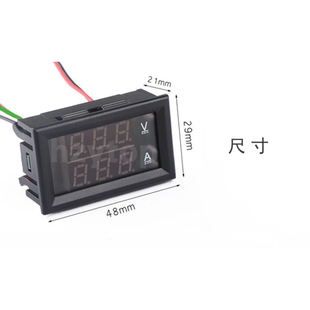 Voltímetro y amperímetro digital empotrable rojo instalado en panel de control