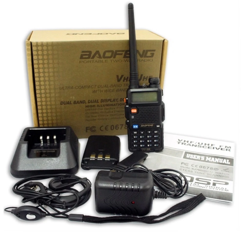 Baofeng UV-5R 8W walkie talkie fülhallgatóval, VHF/UHF