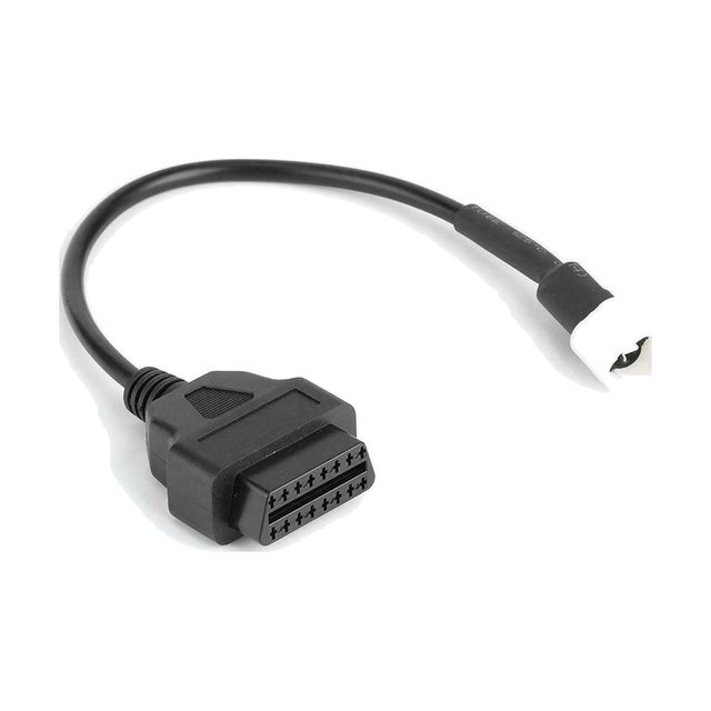 Yamaha-motorkerékpár-adapterkábel fehér, 3 pólusú csatlakozóval és fekete, 16 pólusú OBD2-csatlakozóval